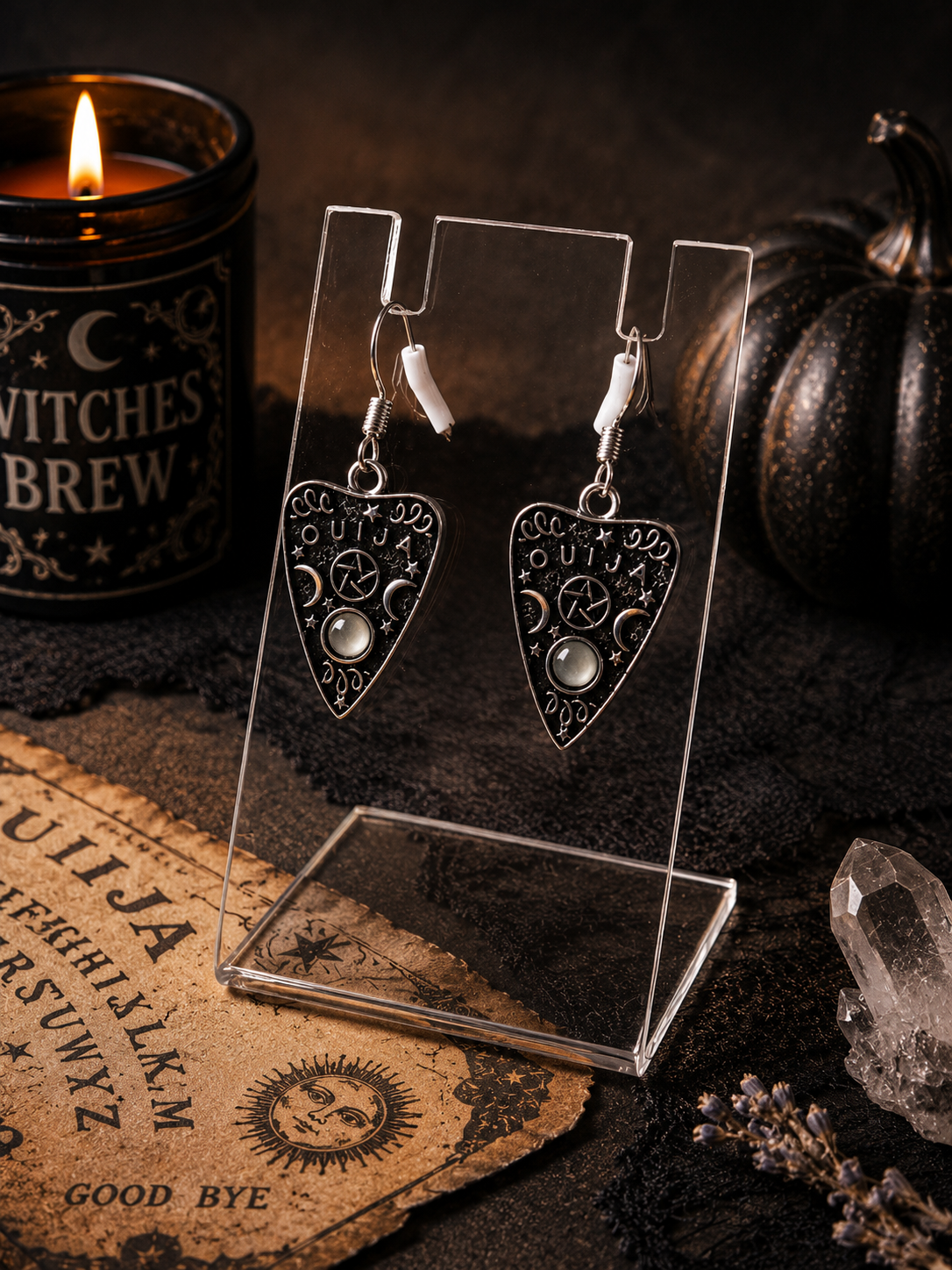 Metal Ouija Planchette Earrings
