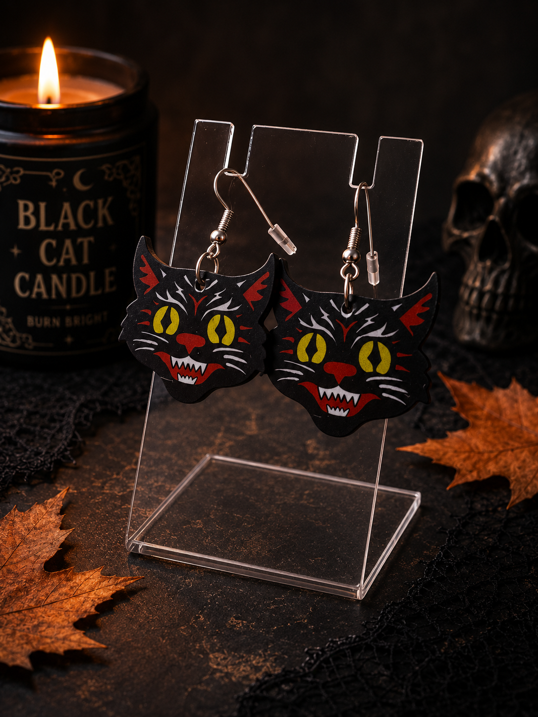 Vintage Inspired Black Cat Earrings